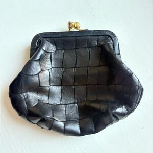 Perlina Black Crocodile-Patterned Coin purse
